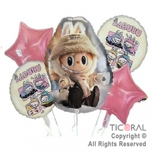 SET DE GLOBOS METALIZADO LABUBU 5 UNIDADES X 1